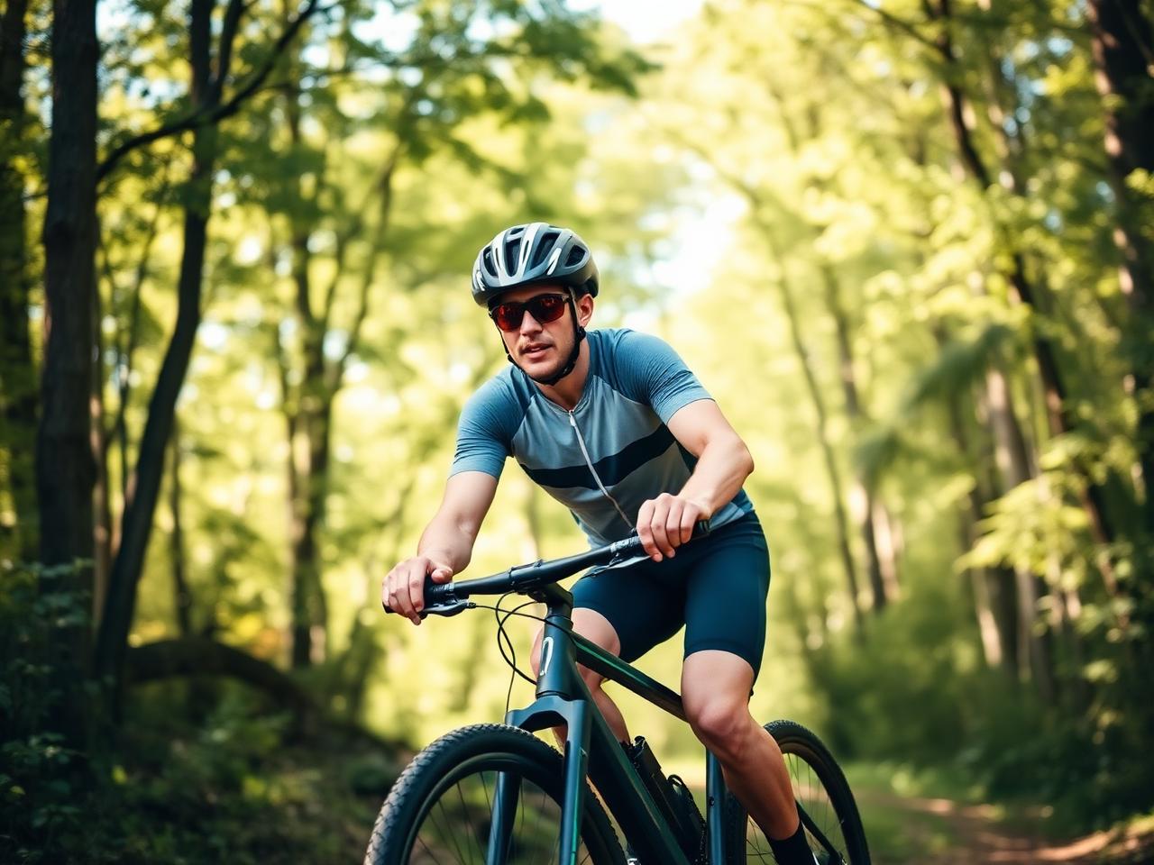 Mountainbiker im Wald